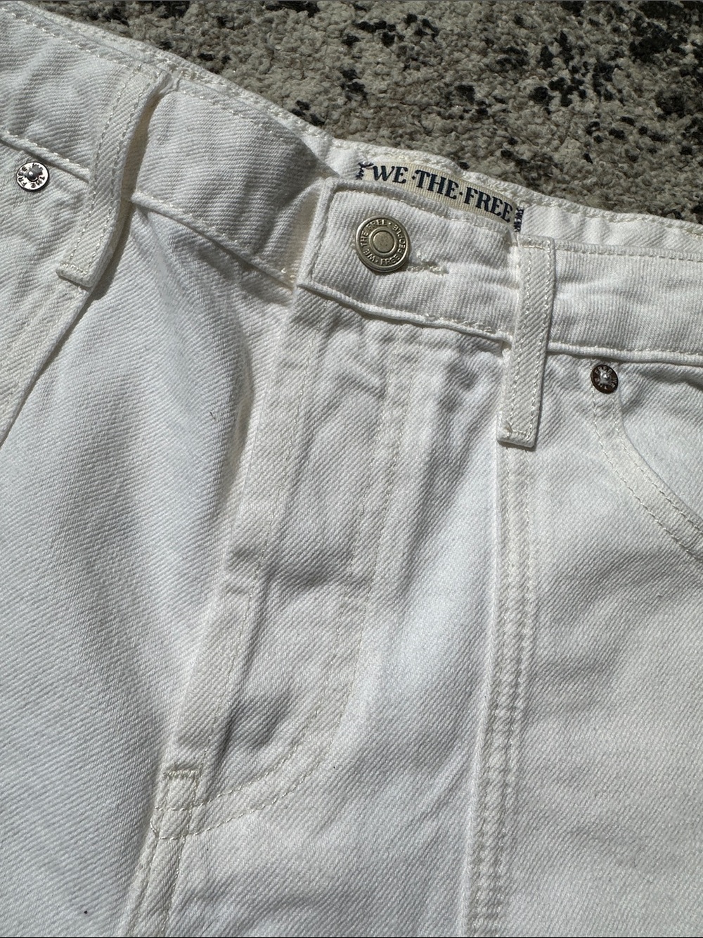 Free People White Rolled-Hem Denim Shorts - Picture 3 of 7
